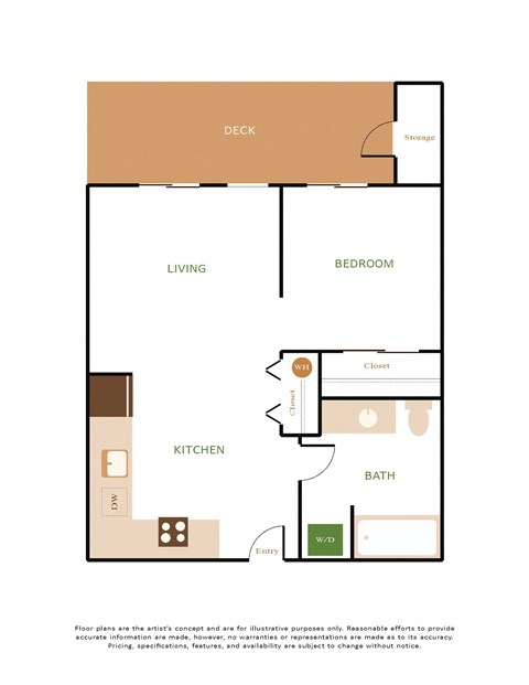 a floor plan of a studio apartment with a bedroom and a living room